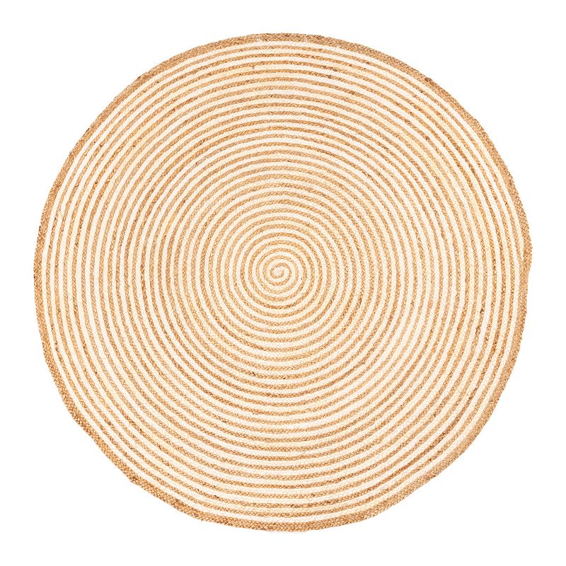 Superior Braided Jute Round Area Rug, White, 10Ft Rnd