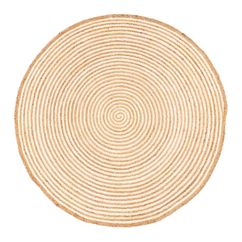 Superior Braided Jute Round Area Rug, White, 10Ft Rnd