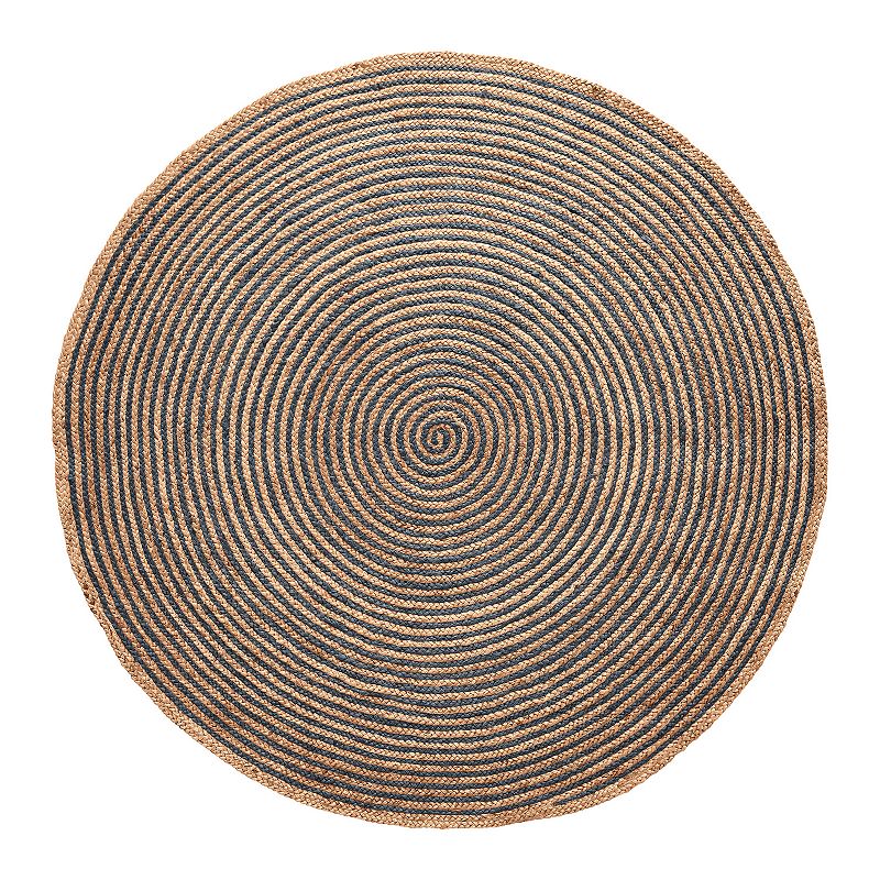 Superior Braided Jute Round Area Rug, Blue, 10Ft Rnd