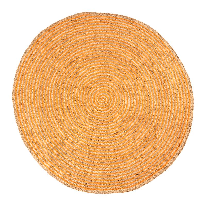 Superior Braided Jute Round Area Rug, Orange, 10Ft Rnd