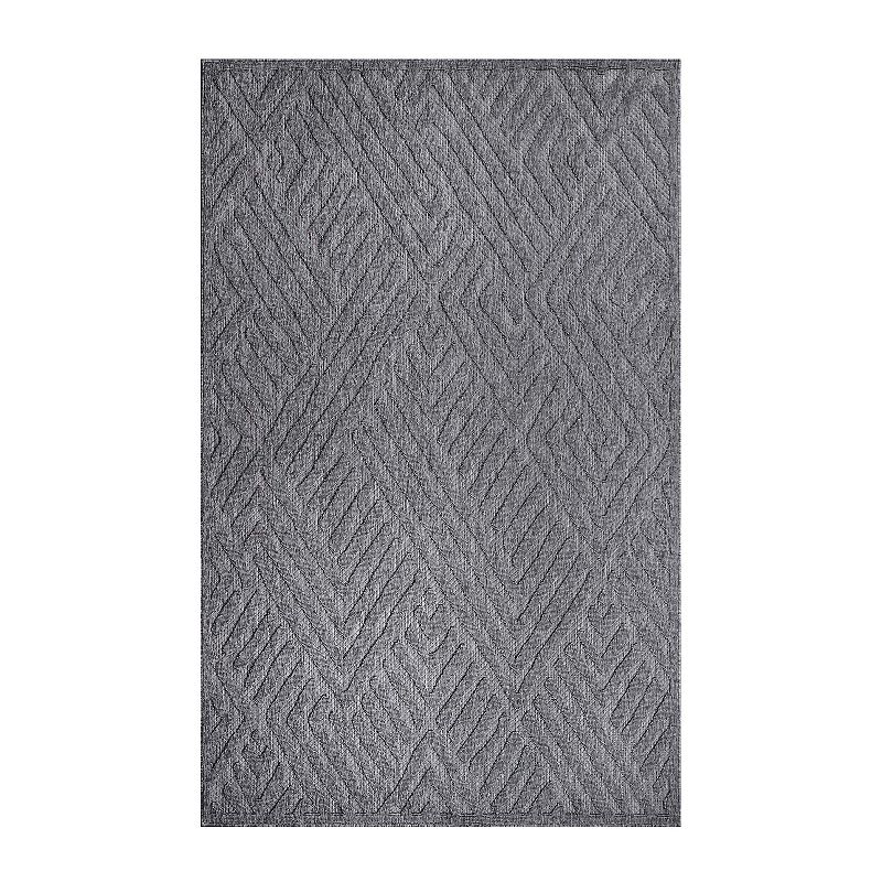 Superior Modern Geometric Indoor/Outdoor Area Rug  Grey  5  2  x 7  2