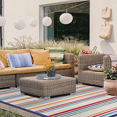 Superior Modern Casual Stripe Indoor Outdoor Area Rug