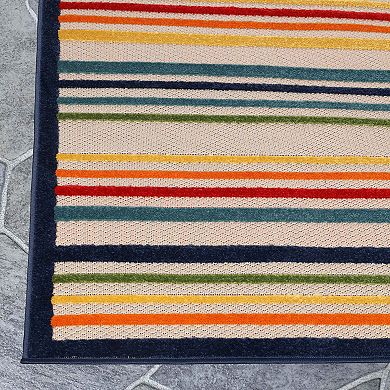 Superior Modern Casual Stripe Indoor Outdoor Area Rug