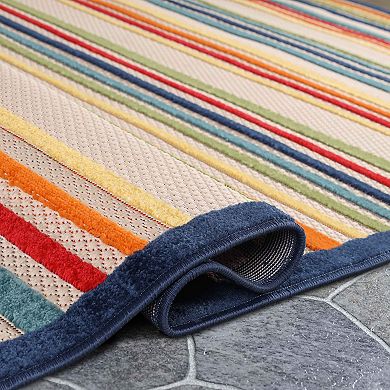 Superior Modern Casual Stripe Indoor Outdoor Area Rug