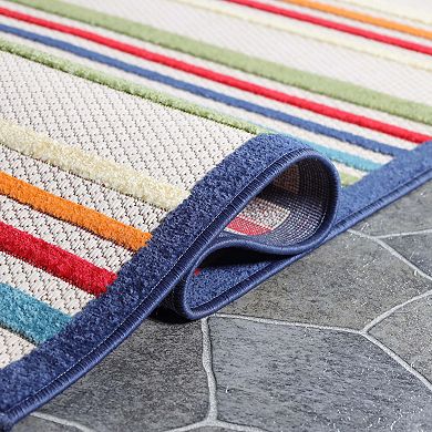 Superior Modern Casual Stripe Indoor Outdoor Area Rug