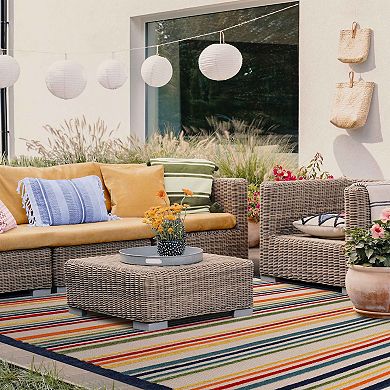 Superior Modern Casual Stripe Indoor Outdoor Area Rug