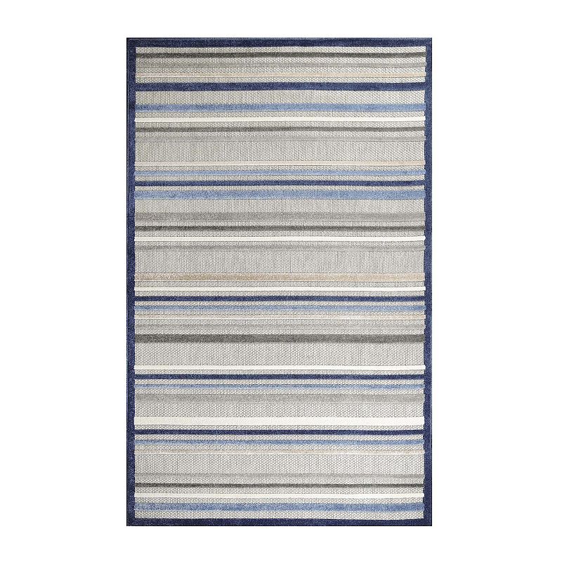 Superior Modern Casual Stripe Indoor Outdoor Area Rug, Dark Grey, 5X7 Ft