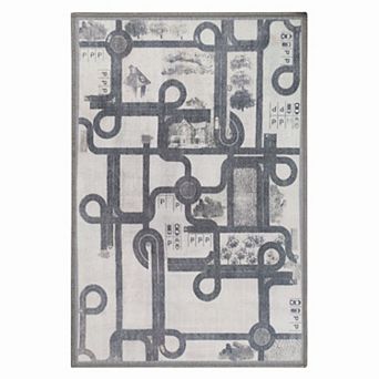 Superior Road Patterned Kids Anti-Slip Area Rug