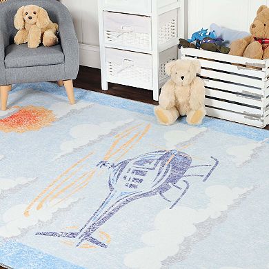 Superior Playful Helicopter Kids Anti- Slip Area Rug