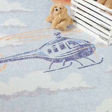Superior Playful Helicopter Kids Anti- Slip Area Rug