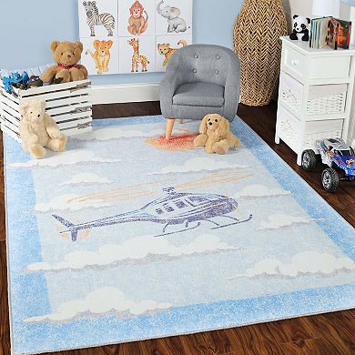 Superior Playful Helicopter Kids Anti- Slip Area Rug