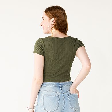 Juniors' SO® Cropped Front Lace-Up Top