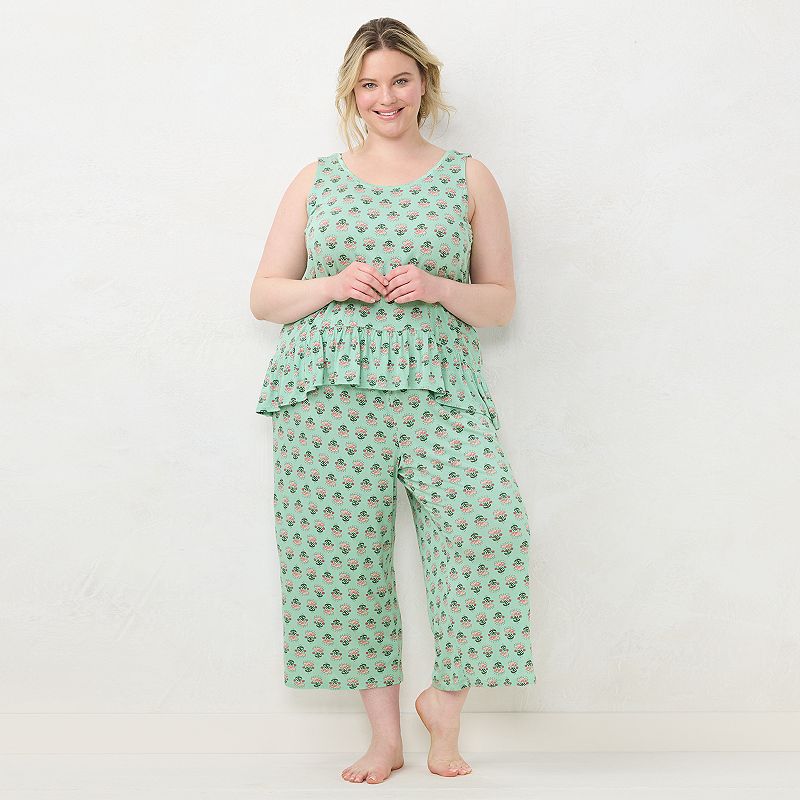 Plus Size LC Lauren Conrad Peplum Pajama Tank & Culotte Pajama Pants Sleep 