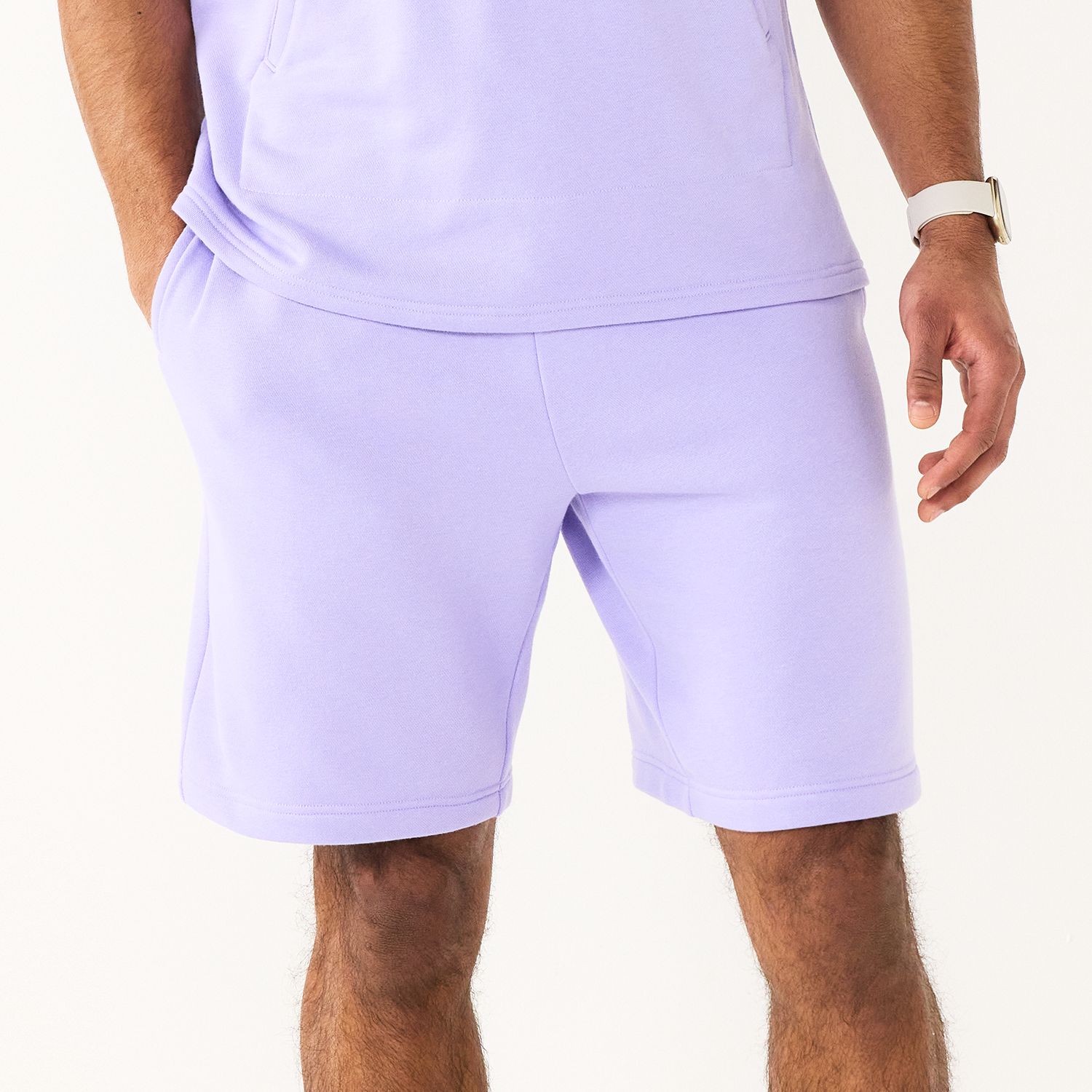 purple fleece shorts