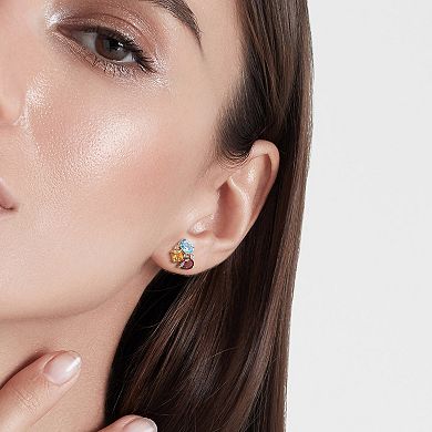 Stella Grace Gold Tone Sterling Silver Multi Gemstone Stud Earrings