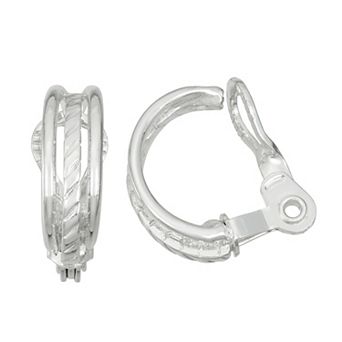Napier Silver Tone C-Hoop Clip-On Earrings