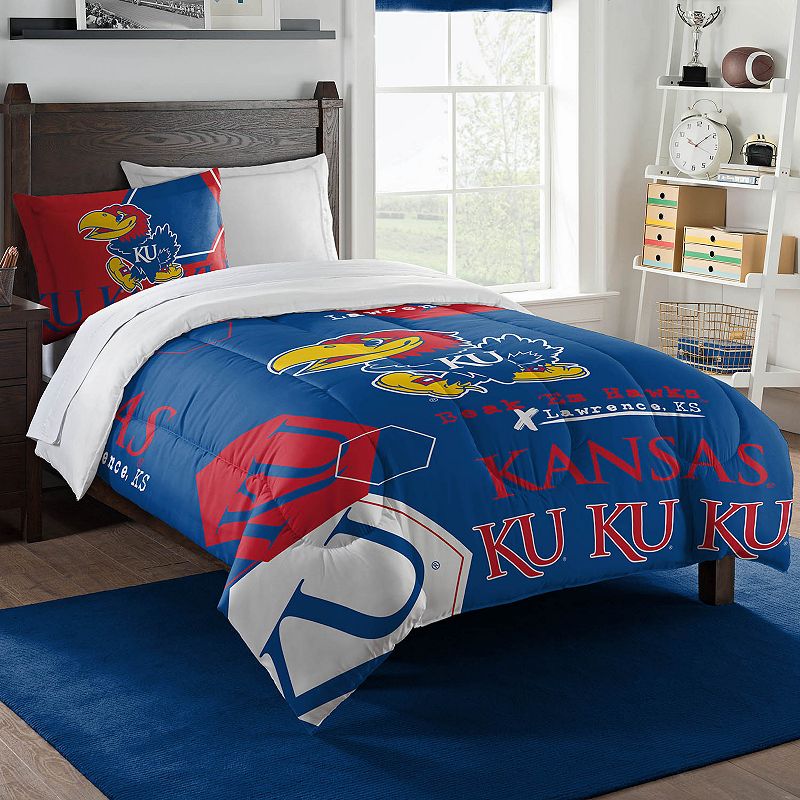 The Northwest Kansas Jayhawks Twin Comforter Set with Sham, Multicolor