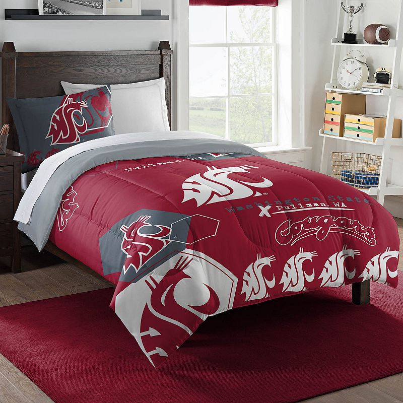 The Northwest Washington State Cougars Twin Comforter Set with Sham, Multic