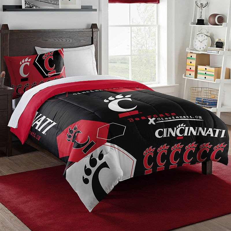 The Northwest Cincinnati Bearcats Twin Comforter Set with Sham, Multicolor