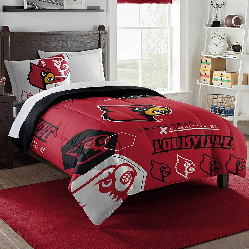 The Northwest Louisville Cardinals Twin Comforter Set with Sham, Multicolor