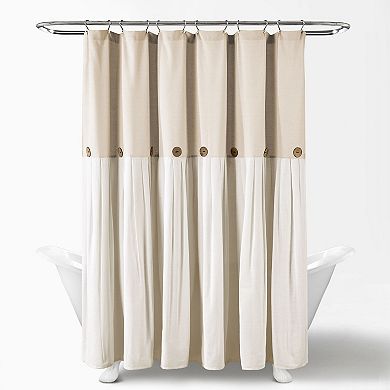 Lush Decor Linen Button Shower Curtain