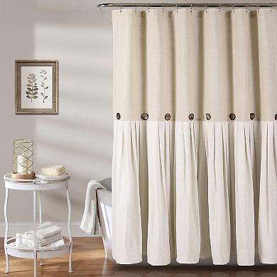 Lush Decor Linen Button Shower Curtain