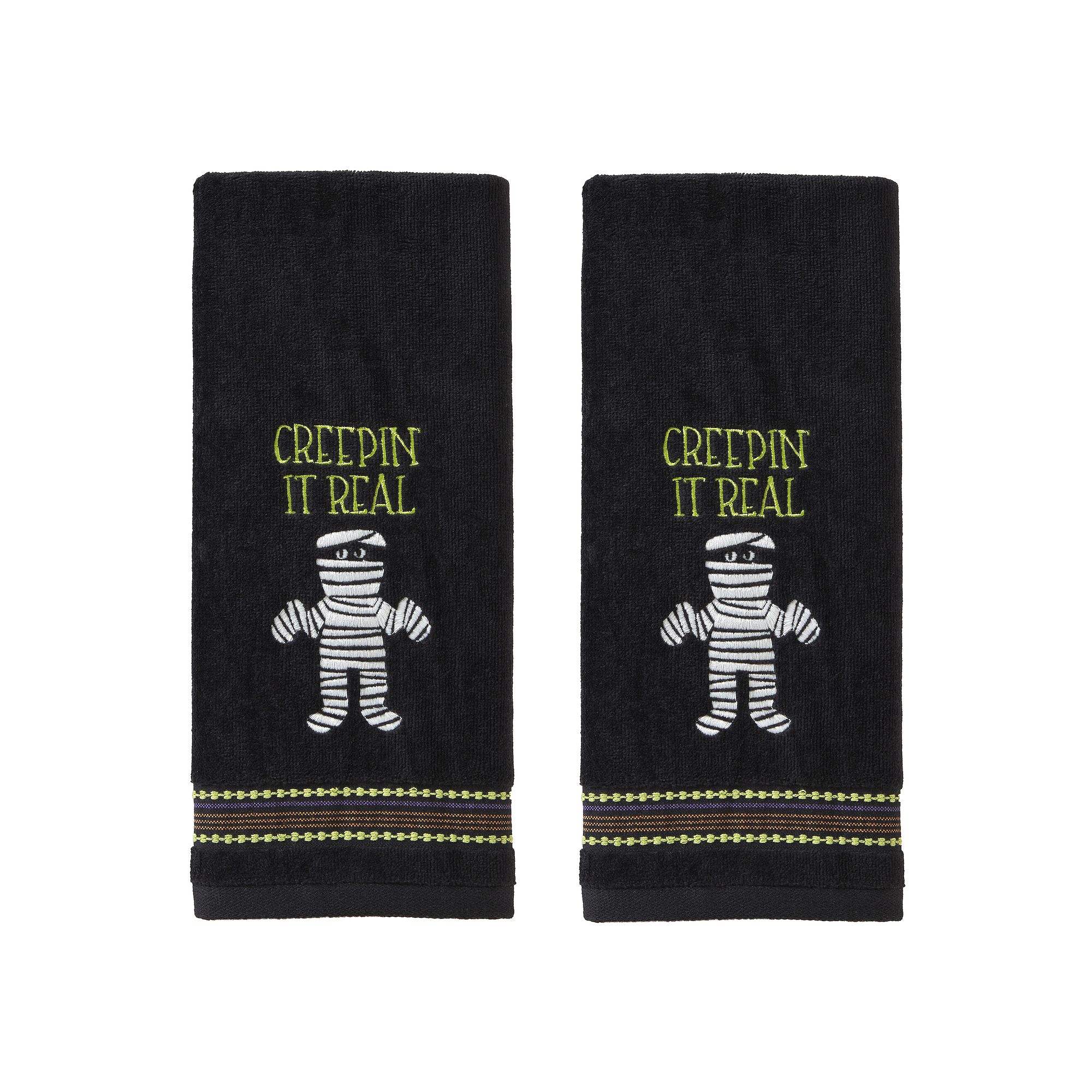 SKL Home Creepin It Real Mummy 2-piece Hand Towel Set, Black