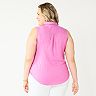 Plus Size Croft & Barrow® Sleeveless Linen Blend Shirt