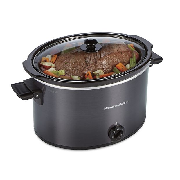Hamilton Beach 4-Quart Silver/Black Oval Slow Cooker in the Slow Cookers  department at