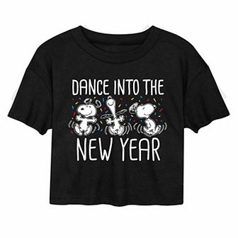 Juniors' Peanuts New Year's Cropped Tee