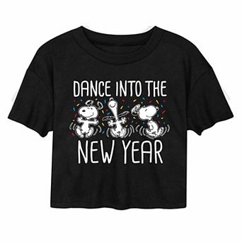 Juniors' Peanuts New Year's Cropped Tee