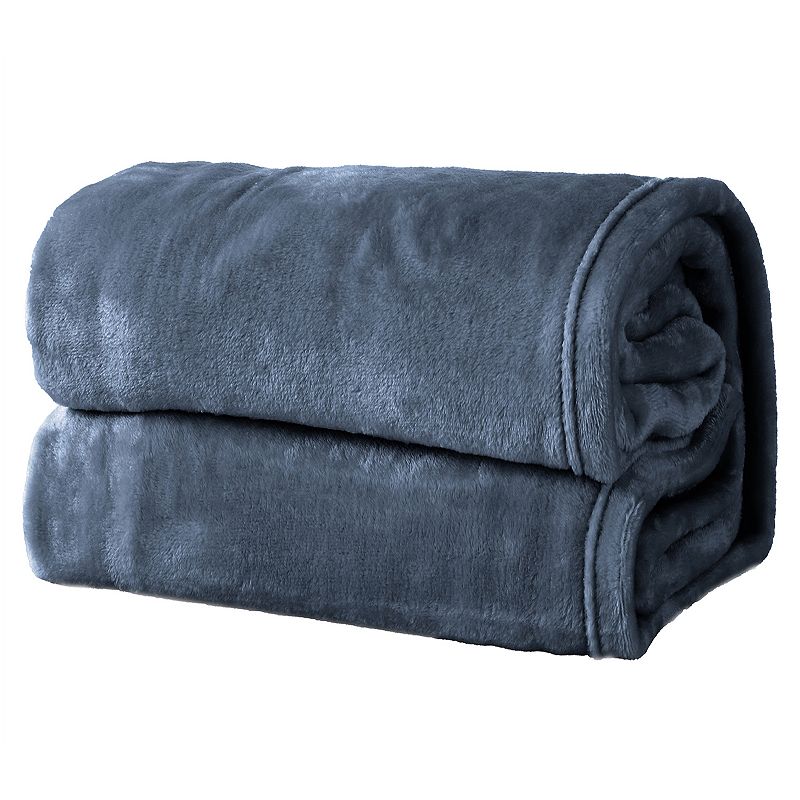 Great Bay Home Avianna Velvet Plush Blanket, Blue, Twin