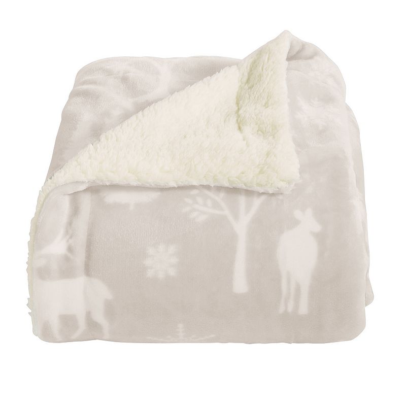 Great Bay Home Cielo Berber Velvet Plush Sherpa Throw, Grey