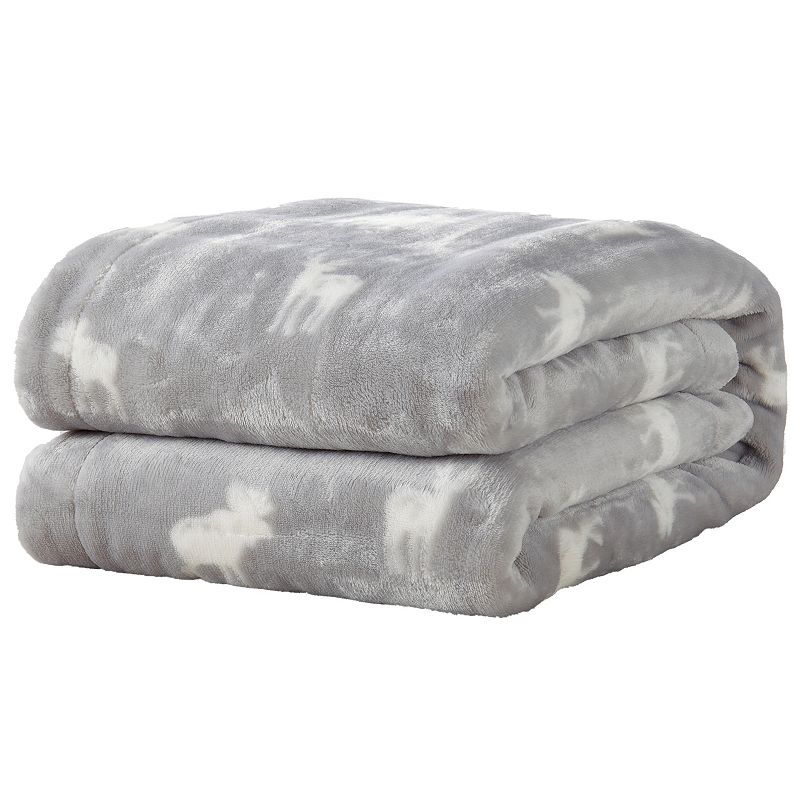 Great Bay Home Kinsley Plush Velvet Sherpa Blanket, Grey, Twin