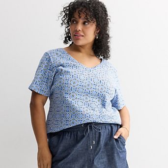 Plus Size Croft & Barrow® Essential V-Neck Top