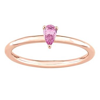 Stella Grace 10k Rose Gold Pear Shaped Pink Sapphire Stackable Ring