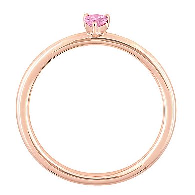 Stella Grace 10k Rose Gold Pear Shaped Pink Sapphire Stackable Ring