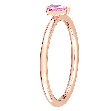 Stella Grace 10k Rose Gold Pear Shaped Pink Sapphire Stackable Ring
