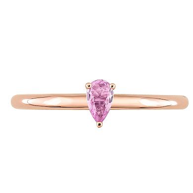 Stella Grace 10k Rose Gold Pear Shaped Pink Sapphire Stackable Ring