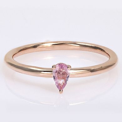 Stella Grace 10k Rose Gold Pear Shaped Pink Sapphire Stackable Ring