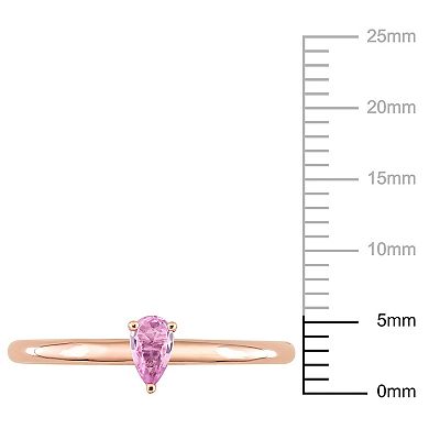 Stella Grace 10k Rose Gold Pear Shaped Pink Sapphire Stackable Ring