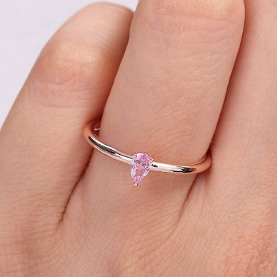 Stella Grace 10k Rose Gold Pear Shaped Pink Sapphire Stackable Ring
