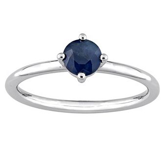 Stella Grace 10k White Gold Blue Sapphire Stackable Ring