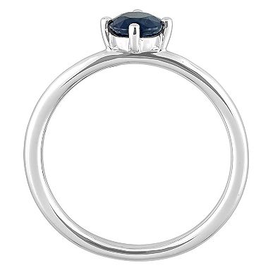 Stella Grace 10k White Gold Blue Sapphire Stackable Ring