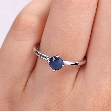 Stella Grace 10k White Gold Blue Sapphire Stackable Ring