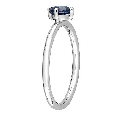 Stella Grace 10k White Gold Blue Sapphire Stackable Ring