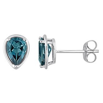 Stella Grace 14k White Gold London Blue Topaz Stud Earrings