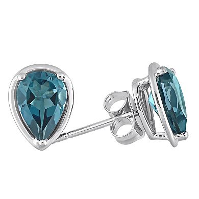 Stella Grace 14k White Gold London Blue Topaz Stud Earrings