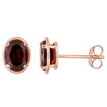Stella Grace 14k Rose Gold Oval Garnet Stud Earrings