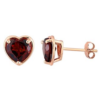 Stella Grace 14k Rose Gold Heart Garnet Stud Earrings